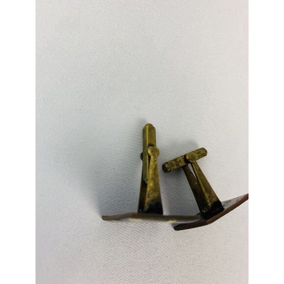 Vintage Men's Enameled Goldtone and Black Square Cufflinks Artsy Retro Toggle - Picture 8 of 12